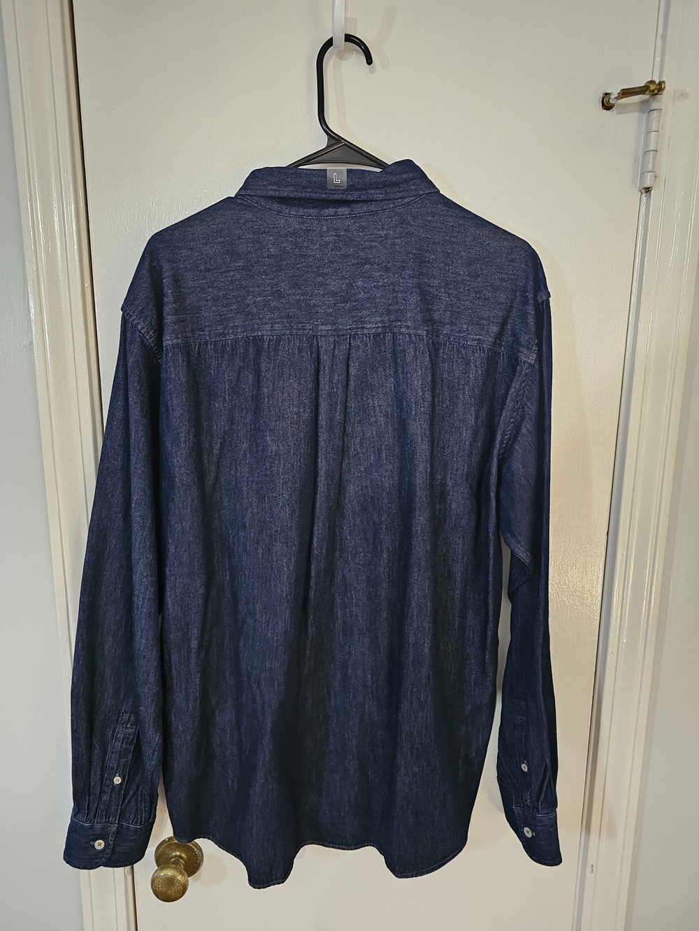 Uniqlo Navy Blue Men's Denim Button-Down Shirt - Picture 2 of 5